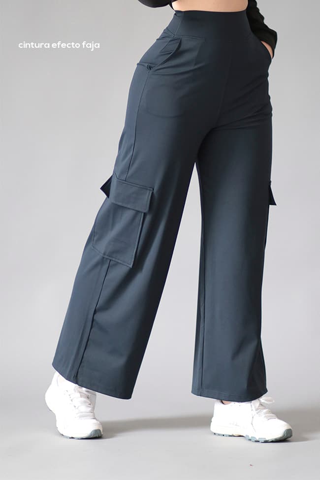 Pantalón cargo deportivo de pierna ancha con cintura efecto faja