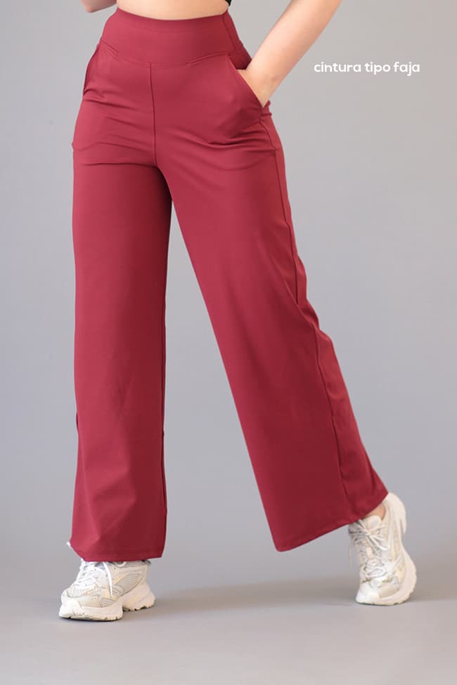 Pantalón de pierna ancha con cintura tipo faja