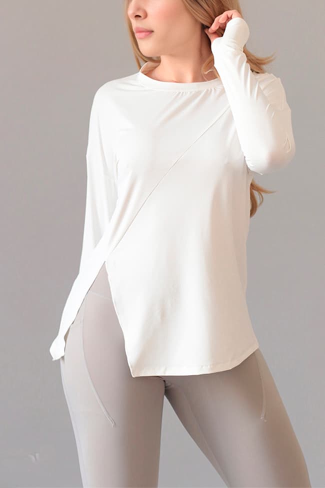 Playera deportiva de manga larga con frente cruzado